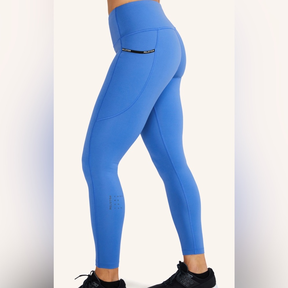 Peloton Here Now Logo Trim Pocket High Rise Leggings in blue medium